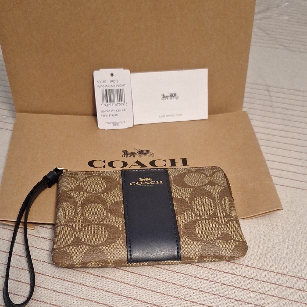 Coach Brown and Black Wristlet